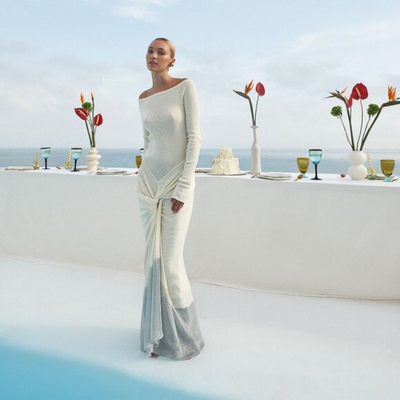 Baobab Amar Dress in Pensamiento long sleeve draped maxi knit gown Size XS - Picture 1 of 12